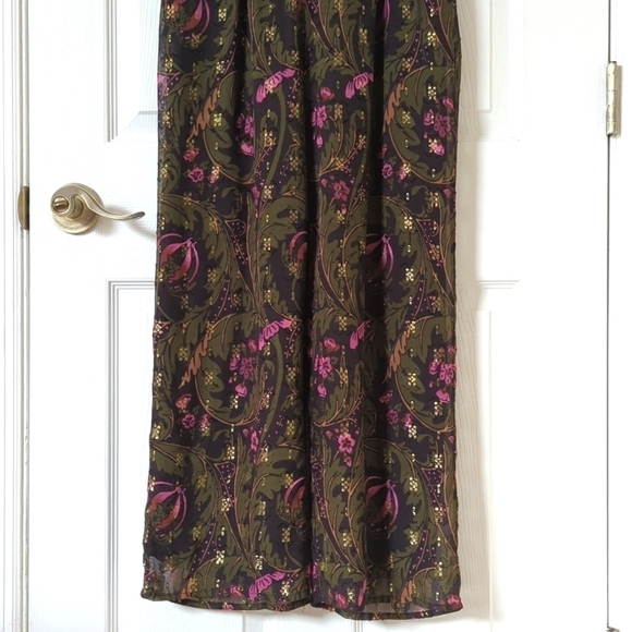 ett:twa by Anthropologie Brenda Boho Floral & Lurex Straight Wide Leg Jumpsuit 4 - Picture 10 of 15
